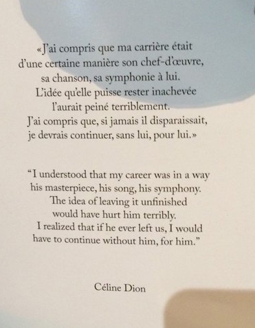 Celine's note to mourners