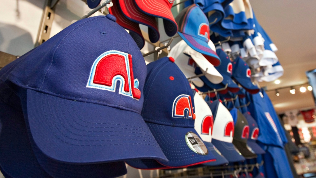 Quebec Nordiques ballcaps for sale in Quebec City, on February 10, 2011. (Jacques Boissinot / THE CANADIAN PRESS)