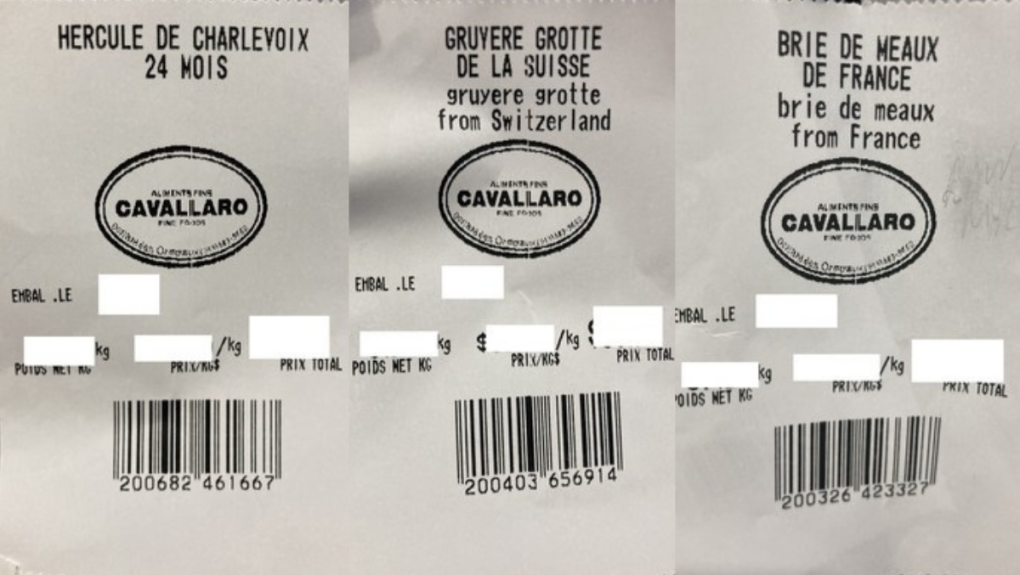 Certain cheeses from Fromagerie Cavallaro DDO have been recalled for not including the proper labelling. SOURCE: MAPAQ