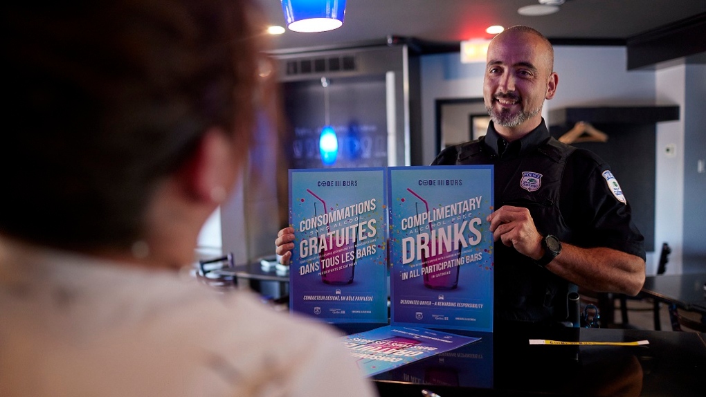 Designated drivers in Laval, Sherbrooke, Gatineau and now Longueuil can get their non-alcoholic drinks for free as part of the CoDeBars program run by the police and SAQ. SOURCE: Gatineau Police/Twitter