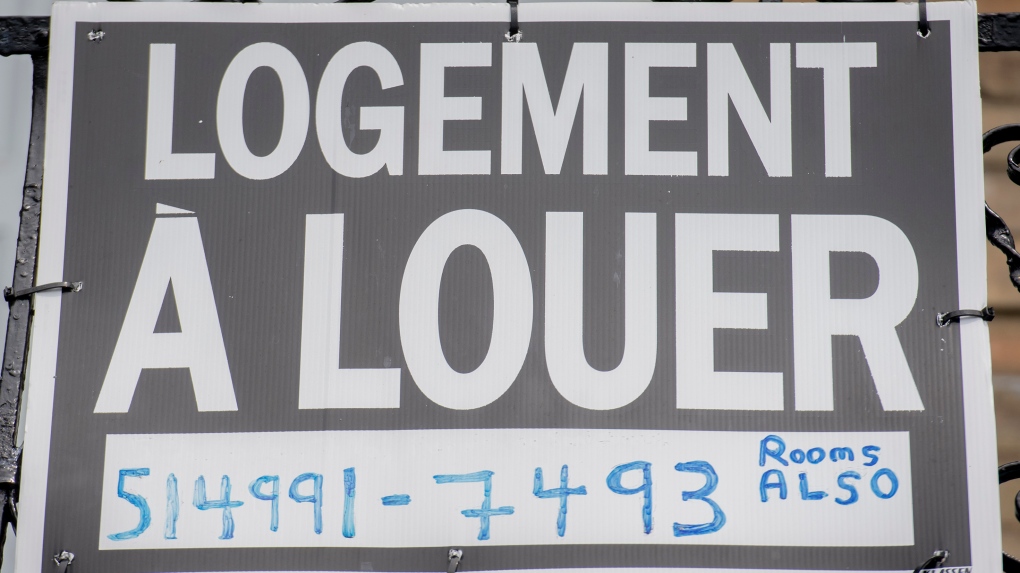 A 'for rent' sign is shown on moving day in Montreal, Friday, July 1, 2022. THE CANADIAN PRESS/Graham Hughes