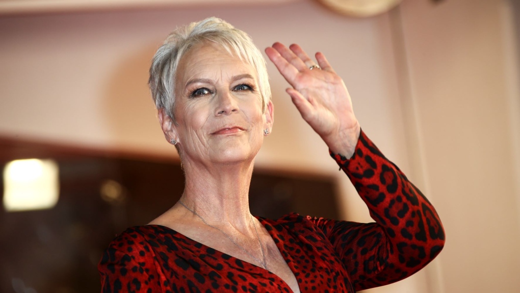 Jamie Lee Curtis poses for photographers upon arrival at the premiere of the film 'Halloween Kills' during the 78th edition of the Venice Film Festival in Venice, Italy, Wednesday, Sept. 8, 2021. (Photo by Joel C Ryan/Invision/AP)