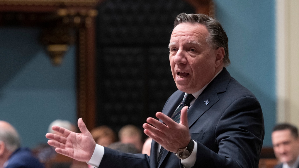 Quebec Premier Francois Legault responds to the Opposition during question period, Tuesday, May 31, 2022 at the legislature in Quebec City. THE CANADIAN PRESS/Jacques Boissinot