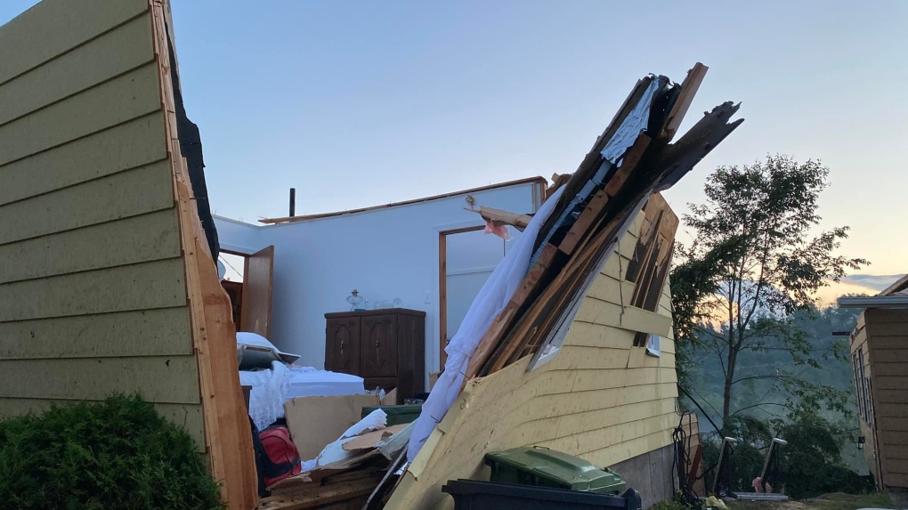 A tornado ripped through the small Laurentian town of St. Adolphe d'Howard in Quebec destroying homes and uprooting trees. SOUCRE: Info du Nord Sainte-Agathe