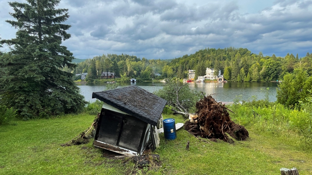 A tornado that ripped through St. Adolphe d'Howard in Quebec destroyed many homes and uprooted trees. 