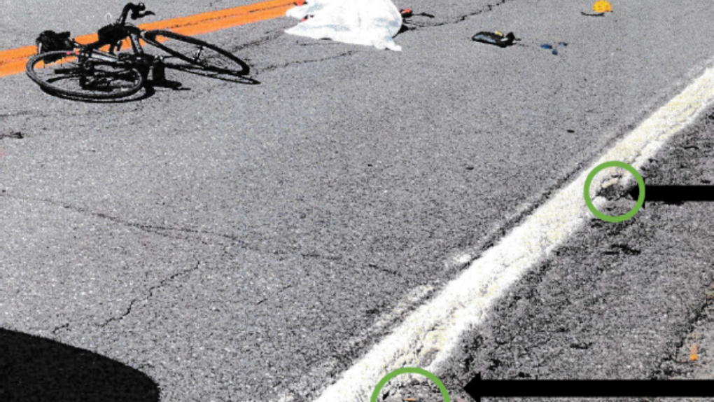 Multiple cracks and potholes made Roxton Rd. unsafe and were to blame in a woman's cycling death in 2021. SOURCE: Quebec Coroner's Office