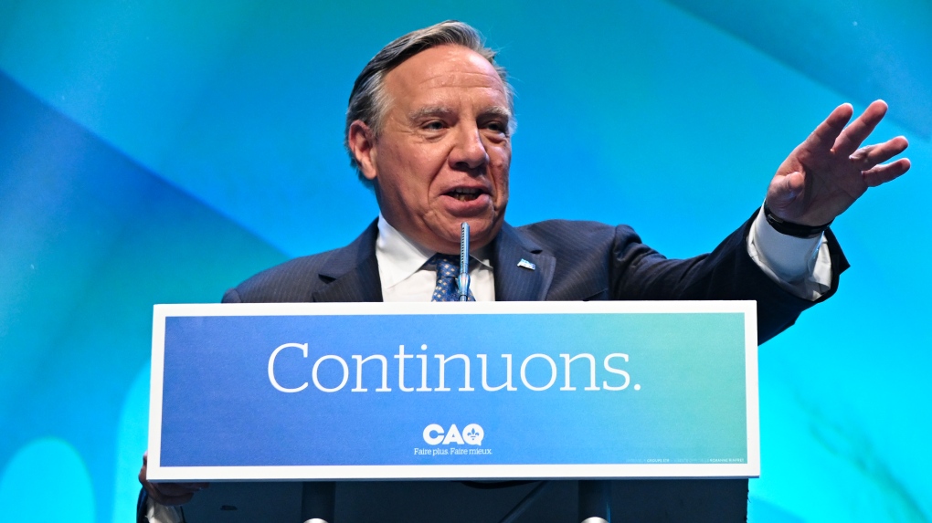 Francois Legault speaks after victory