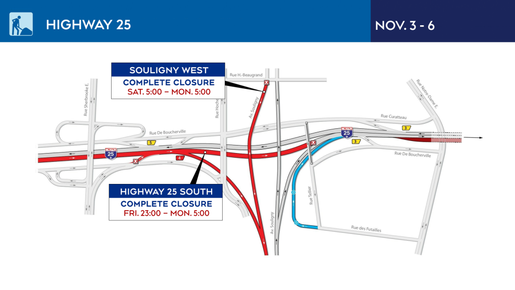 Here are the road closures in and around Montreal this weekend