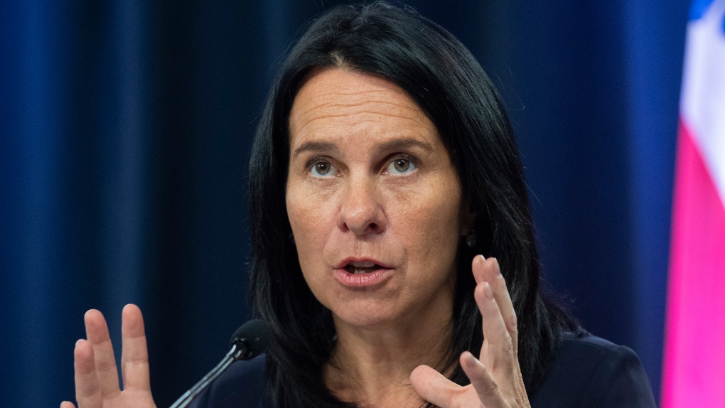 Montreal Mayor Valerie Plante speaks during a news conference in Montreal, Saturday, August 27, 2022, where she outlined plans to tackle gun violence in Montreal. THE CANADIAN PRESS/Graham Hughes