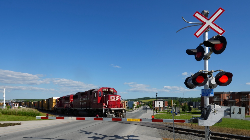 A train passes through Lac Megantic, Que. on Thursday, June 22, 2023. FILE PHOTO THE CANADIAN PRESS/Christinne Muschi
