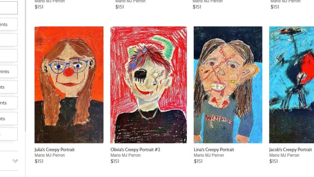A screenshot of a website selling artwork made by students at Westwood Junior High School. (Source: 1-mario-perron.pixels.com)