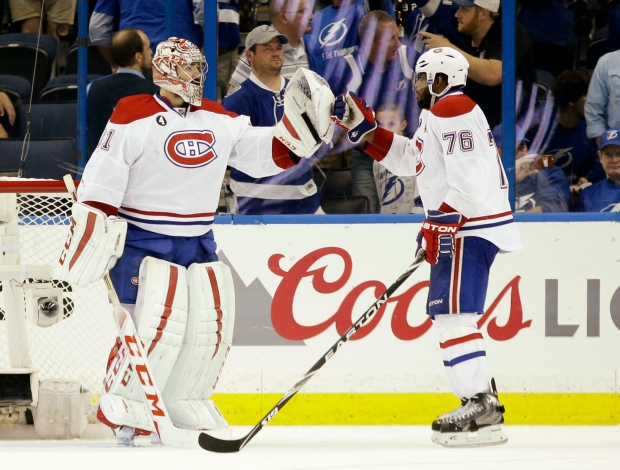 Subban and Price congratulate each other