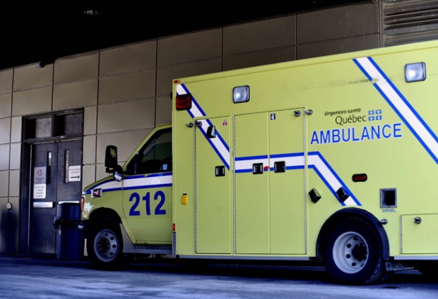 An ambulance sits parked at the emergency department at Sacre-Coeur Hospital in Montreal, Tuesday, March 17, 2009. (Graham Hughes / THE CANADIAN PRESS)
