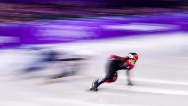 Kim Boutin competes at the 2018 Olympics