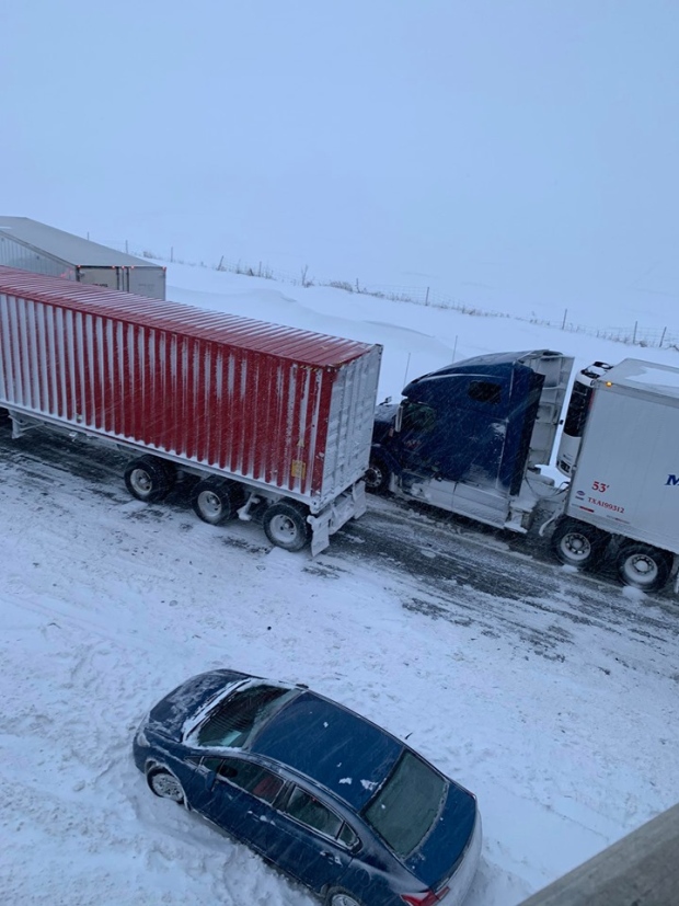 Multi-vehicle pile up on Highway 20