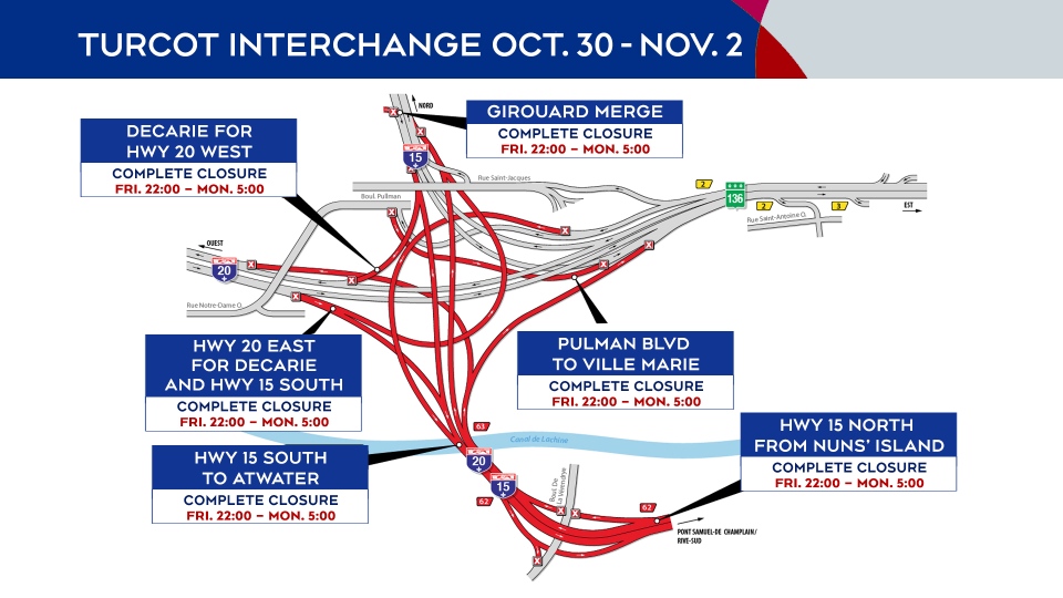 Turcot Interchange Oct. 30 to Nov. 2