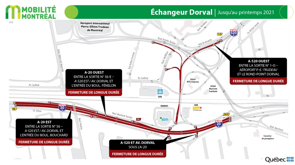 Dorval Roundabout long-term closures
