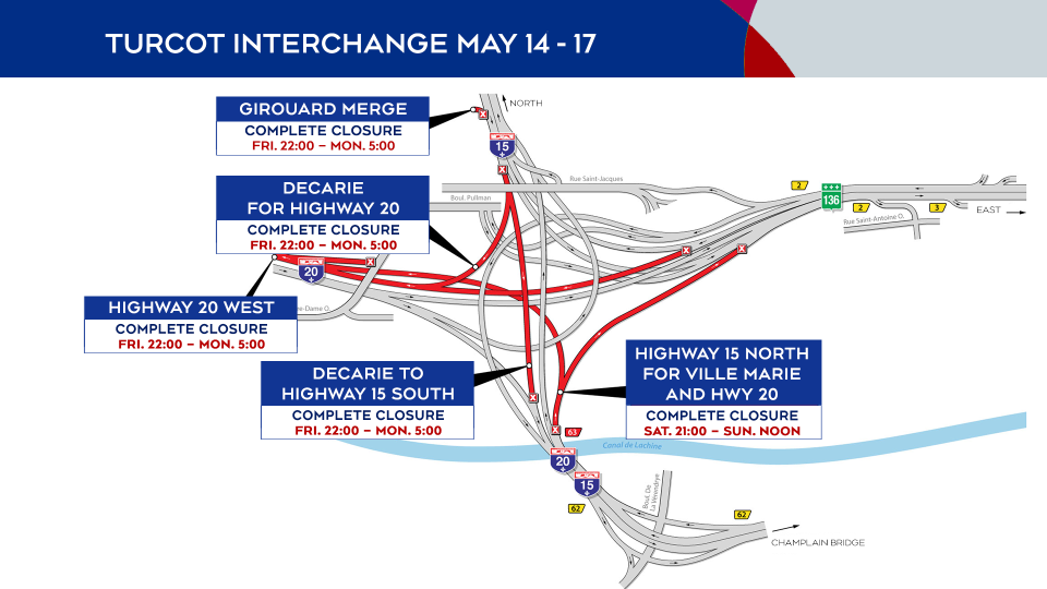 Turcot Interchange closures May 14 to 17