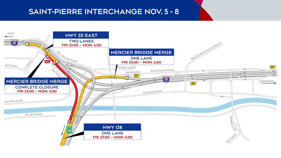 Saint-Pierre Interchange closures Nov. 5 to 8