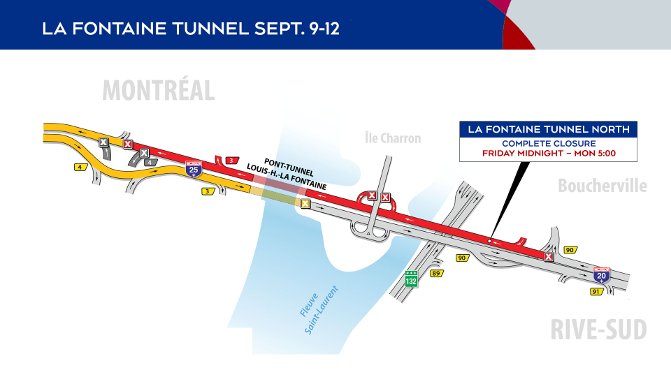 La Fontaine Tunnel closures from Sept. 9-12