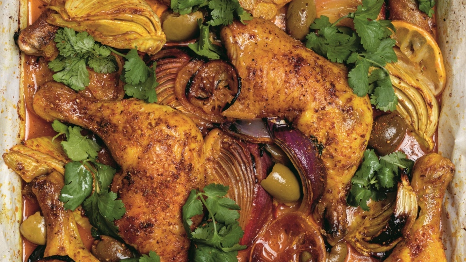 Sheet Pan Chicken With Lemon + Olives