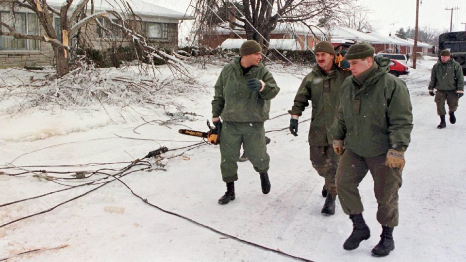 Soldiers during the ice storm