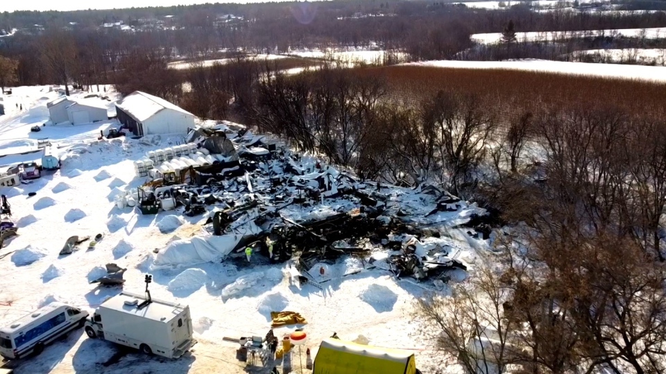 Drone footage shows vast Que. explosion site