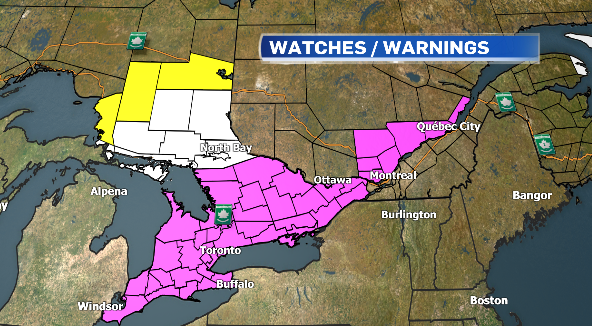 Weather watches and warnings for Quebec