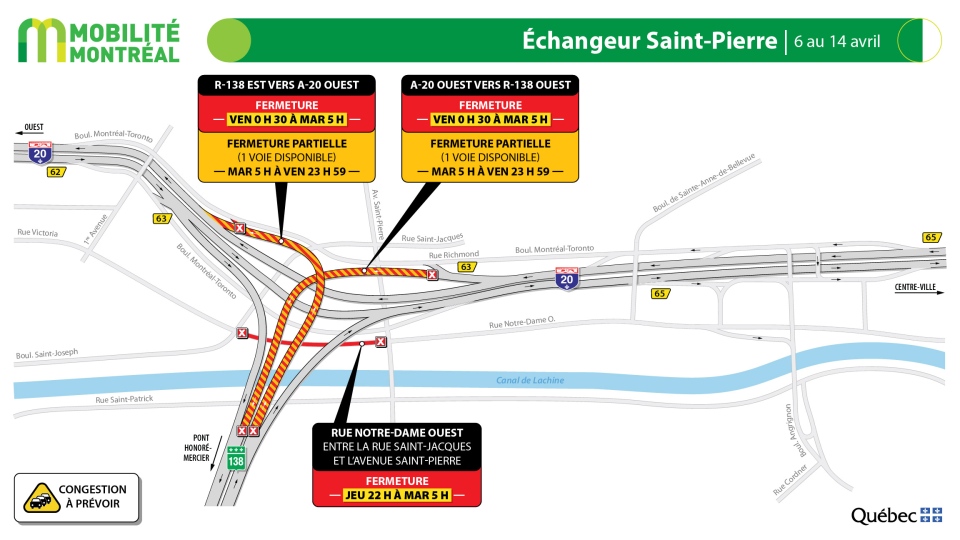 Saint Pierre Interchange closures