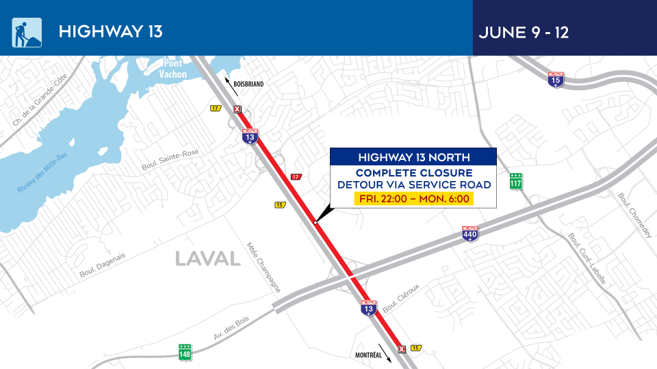 Highway 13 closures from June 9 to 12
