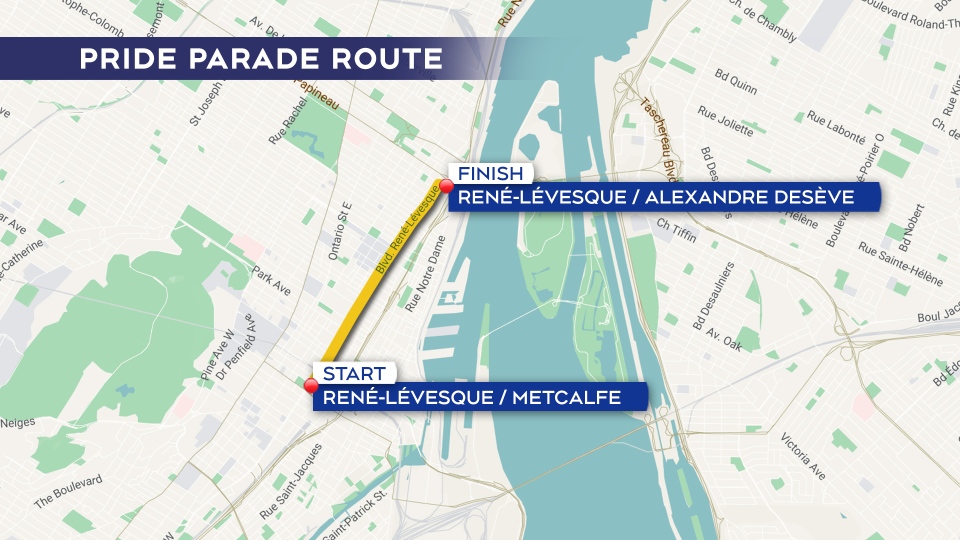 Pride parade route on Aug. 13, 2023