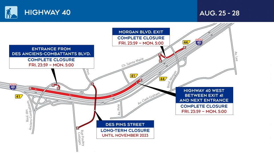 These roads will be close due to construction in and around Montreal ...